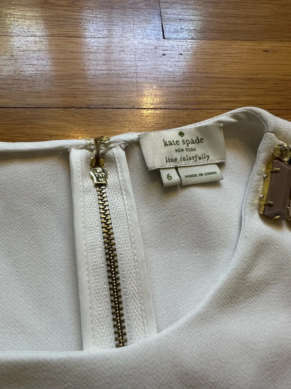 kate‎ spade White Jewel-Embellished Shoulder Blouse